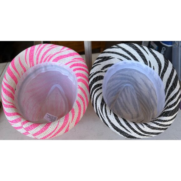 Women's Lot of 2 Hats Black & Pink Zebra Pattern w/Sequins by Midwood Brands Co - Picture 2 of 8